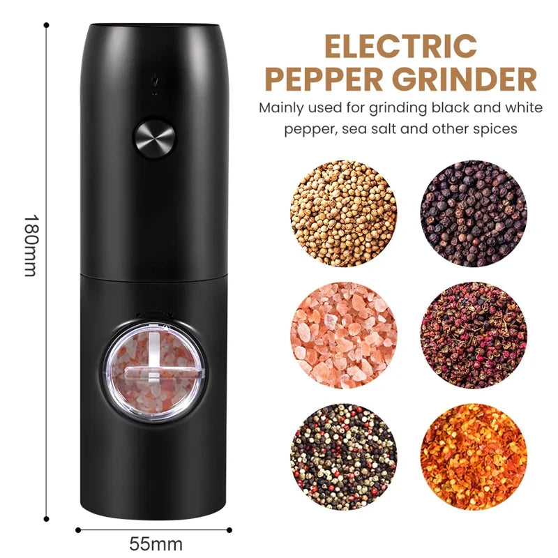 Electric Automatic Salt and Pepper Grinder Set with Led Light Grinder Set Spice Mill Adjustable Spices Grinder Kitchen Tools