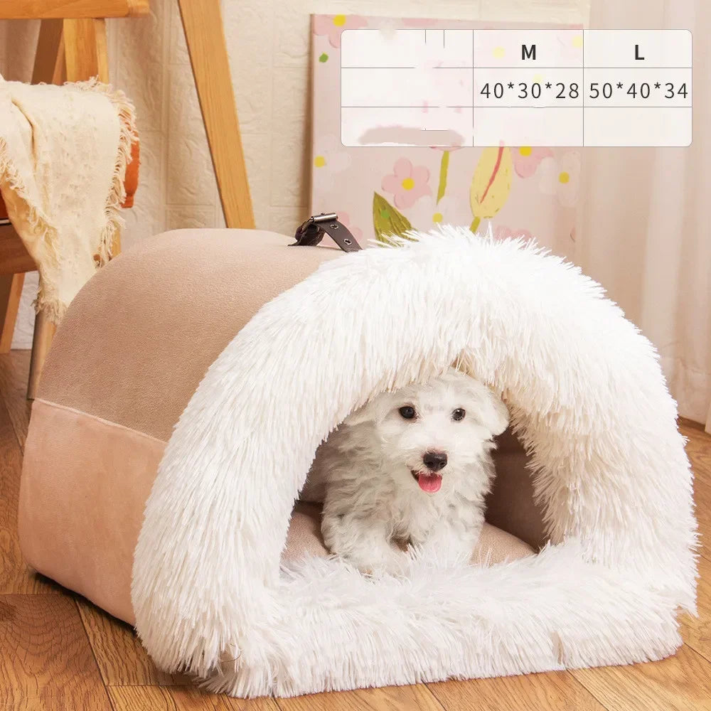 Winter New Long Plush Pet Cat Bed portable Cat Cushion Cat House Warm Cat Basket Cat Sleep Bag Cat Nest Kennel For Small Dog Cat