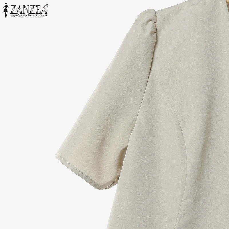 ZANZEA Vintage Outfits Women Fashion Office Dress Sets Solid Shirts A-Line Pleated Maxi Skirts Casual Suits 2025 Matching Sets