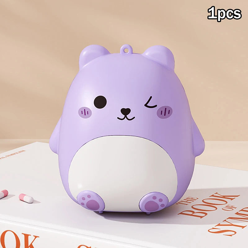 Cute Cartoon Small Bear Portable Double-layer Compartment Going Out Packed Separately Medicine Storage Plastic Pill Box Fashion