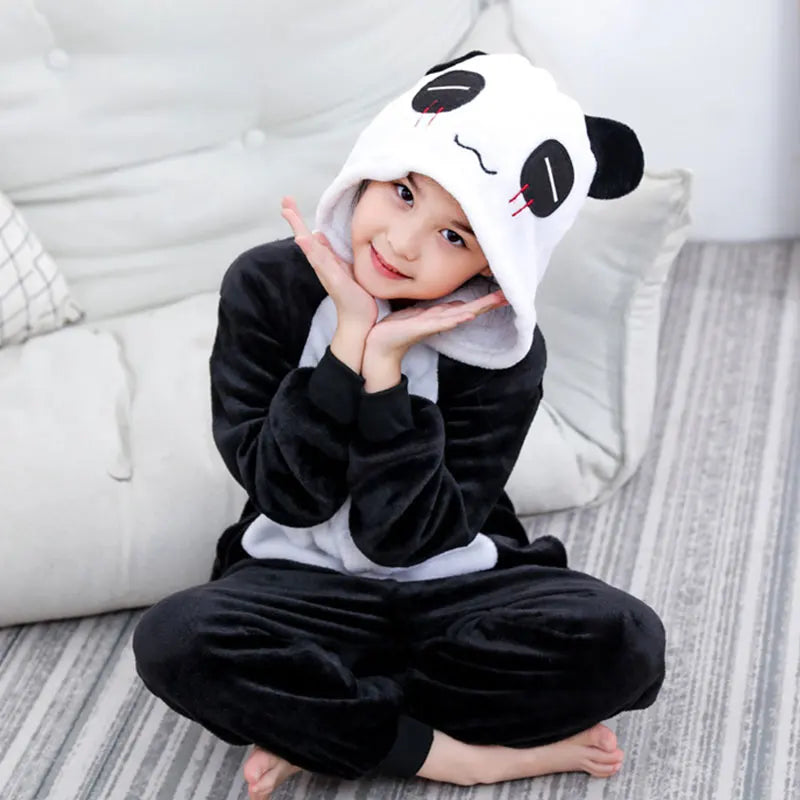 2024 Kigurumi Cat Onesie Kids Unicorn Pajamas For Children Animal Cartoon Blanket Sleepers Baby Costume Winter Boy Girl Jumspuit