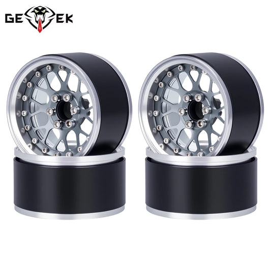 4Pcs 2.2 Inch Aluminum Alloy Beadlock Wheels Rim 12mm Hex for 1/10 RC Crawler Axial SCX10 90046 Wraith Capra TRX4 TRX6 D90