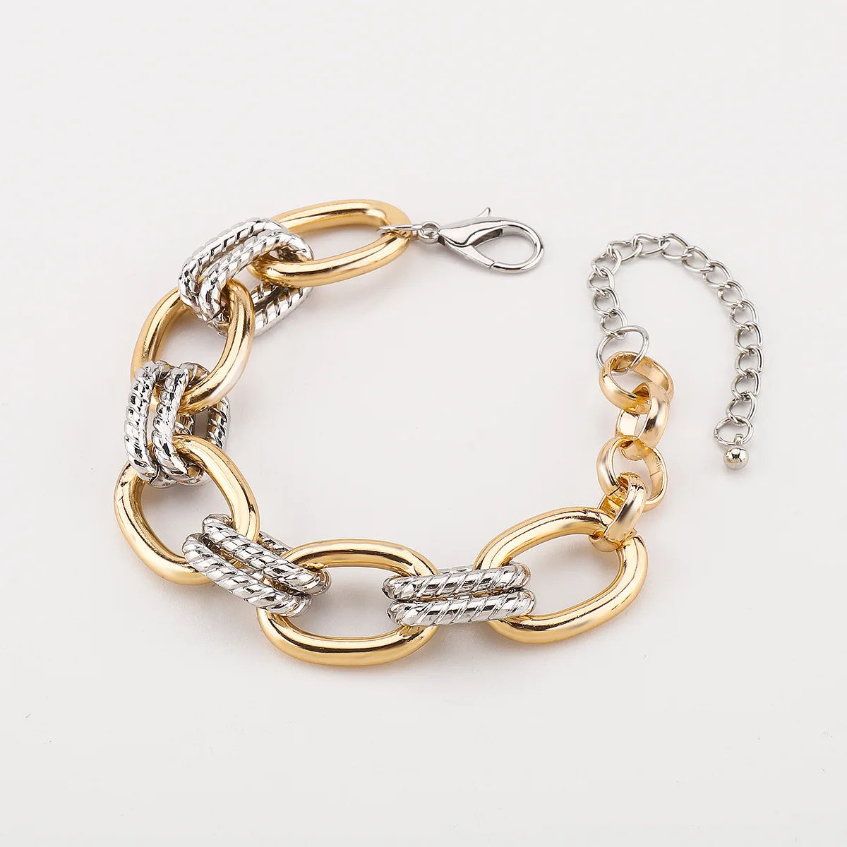 Fashion Personalized Jewelry Sets Women Geometric Metal Color Block Chain Necklace Bracelet Set Elegant Banquet Jewelry Gifts