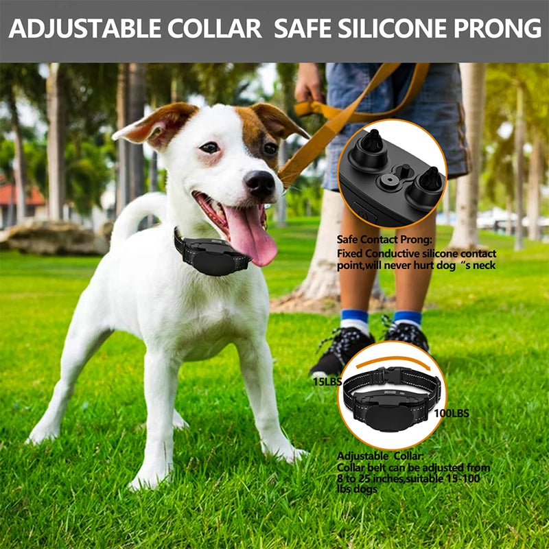 Electric Dog Training Collar Rechargeable Training Dog Collar With Shock Vibration Sound Waterproof Pet Remote Control Collar