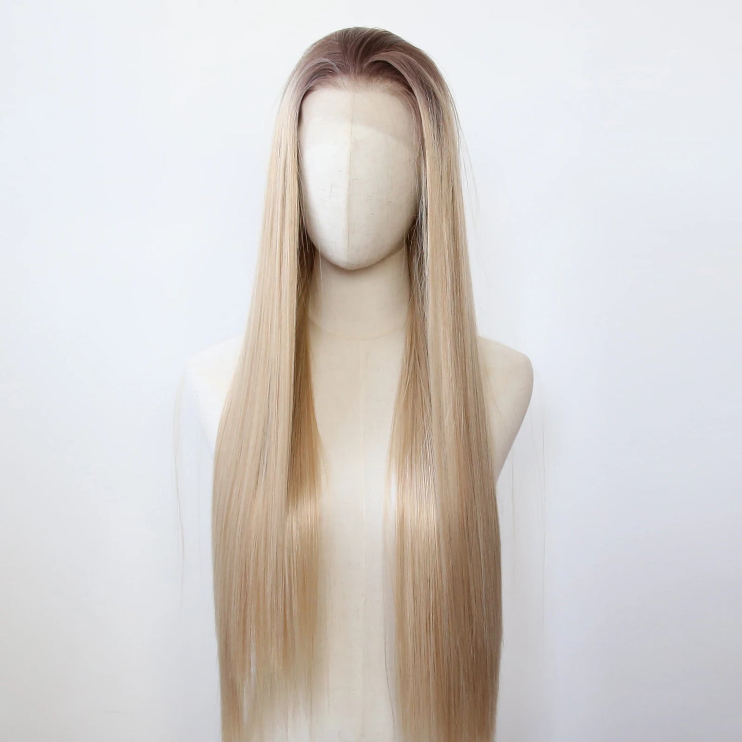 Ombre Honey Blonde Wig Synthetic Lace Front Wig Long Straight Lace Front Synthetic Wig Pre Plucked Heat Resistant Fiber Hair