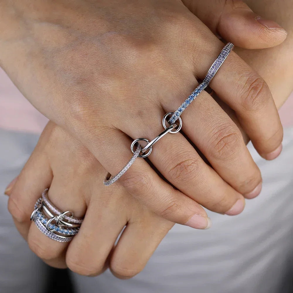 2025 New High Quality Geometric Bezel Setted Blue Turquoises Stone Summer Hot Fashion Jewelry Women Hand Chain Bracelet