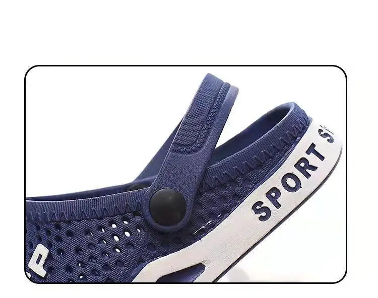 39-44 Mens Mules Clogs Summer Sandals Male Slippers Soft Bottom Beach Shoes Slip-On Zapatos Breathable Non-Slip Hollow Footwear