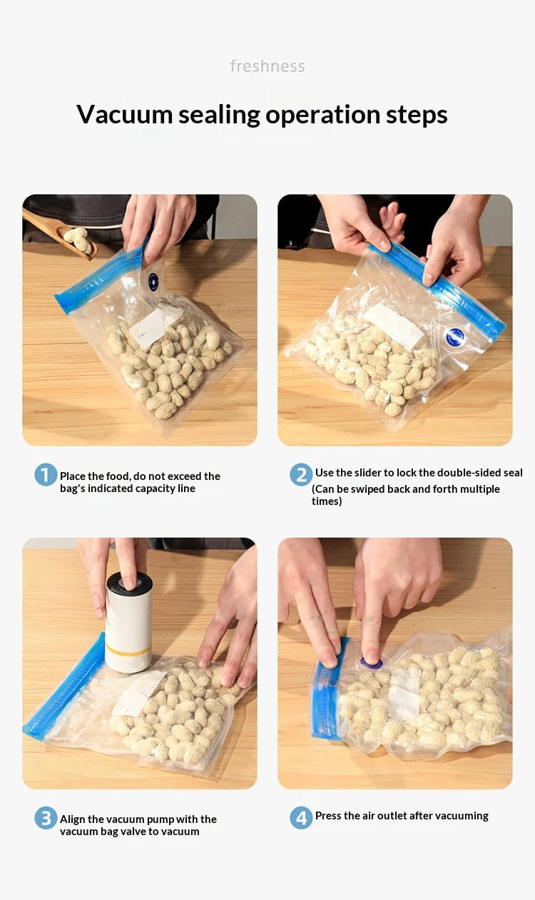 USB Charging Mini Handheld Vacuum Pump, Automatic Electric Food Vacuum Sealer for Fruit Meat Snack Storage with Vacuum Bags