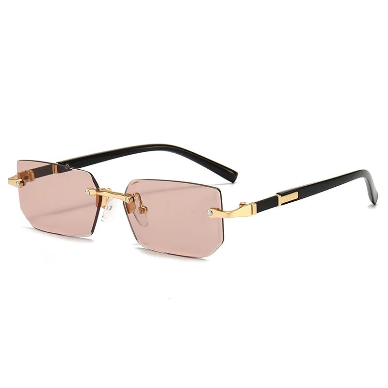Rimless Sexy Sunglasses Rectangle Fashion Popular Women Men Shades Small Sun Glasses for Female Male Traveling Oculos