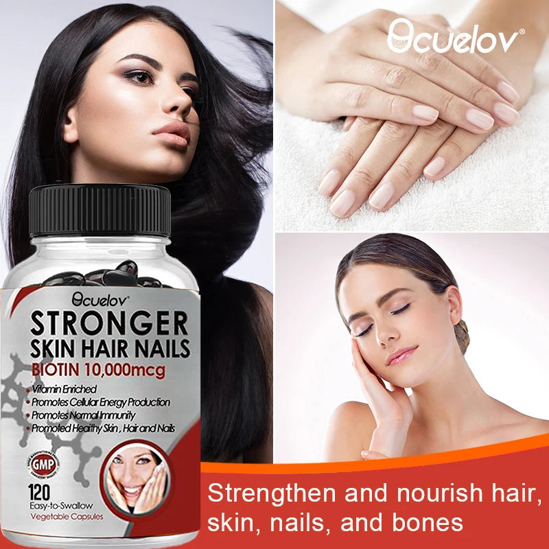 Biotin 10000 mcg - Hair Skin Nails Vitamins for Women & Men, Supports Hair Growth, Glowing Skin & Strong Nails, Metabolism