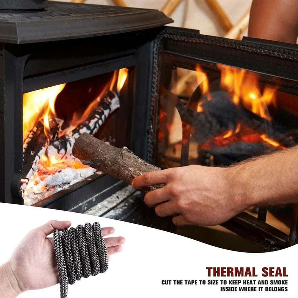 1set 6mm~25mm Fireplace Sealing Rope Wood Stove Door Gasket Rope Seal Replacement Black Gasket Tape Kit For Fireplace Oven
