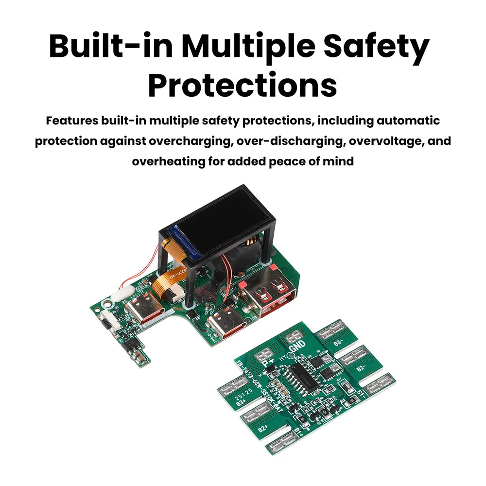 45W 2S 65W 3S Fast Charging Module with TFT Display PD QC Compatible DIY Power Bank Circuit Board for Portable Chargers