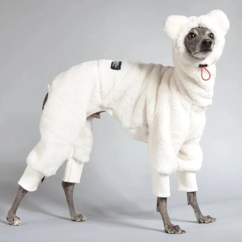 Winter Dog Clothes Autumn Four-legged Dogs Clothes Warm Fleece Thickened Greyhound Clothing Hoodie Hat Adjustable Dogs Costume