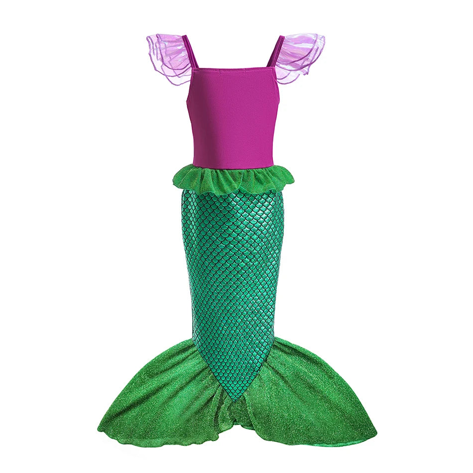 Halloween Birthday Carnival Princess Costume Dress Elsa Anna Snow White Aurora Moana Rapunzel Mermaid Belle for Girls 2-8Y