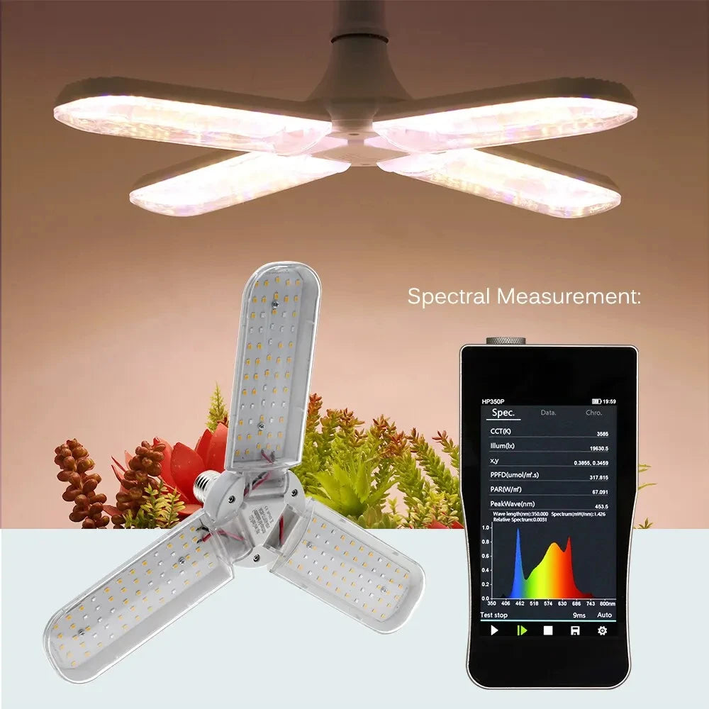 48W Fan Leaf Foldable LED Grow Light Full Spectrum E27 Plant Growing Light Phytolamp Bulb Indoor Plants Flower Seedling