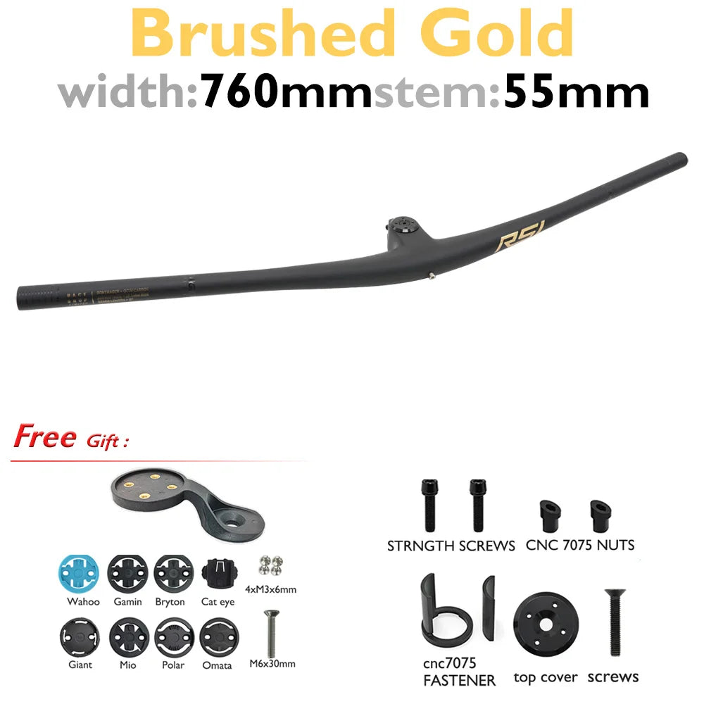 MTB Carbon Handlebar For RSL,Stem Rise 0°, Stem Length 35/45/55, Clamping 28.6mm Rise 27.5mm Width 760mm Mountain Bike Part