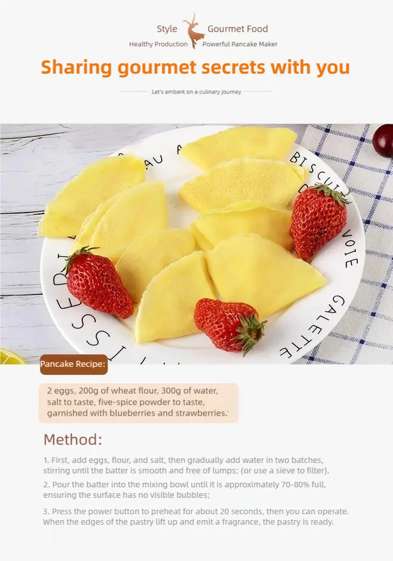 TINSOL Electric waffle maker, cake maker, breakfast pizza baking machine, pancake griddle, non-stick pan, spring roll frying pan