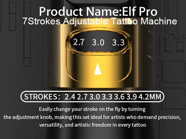 Elf PRO Wireless Tattoo Pen Machin 1700mAh Battery 2.4-4.2mm Adjustable Stroke Display Charge Tattoo Gun Permanent Makeup
