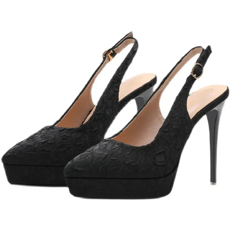 Women Baotou Platform Sandals Block High Heels Solid Shoes Sexy Party Stiletto Heel Women Dress Shoes Sandalias De Mujer 2024