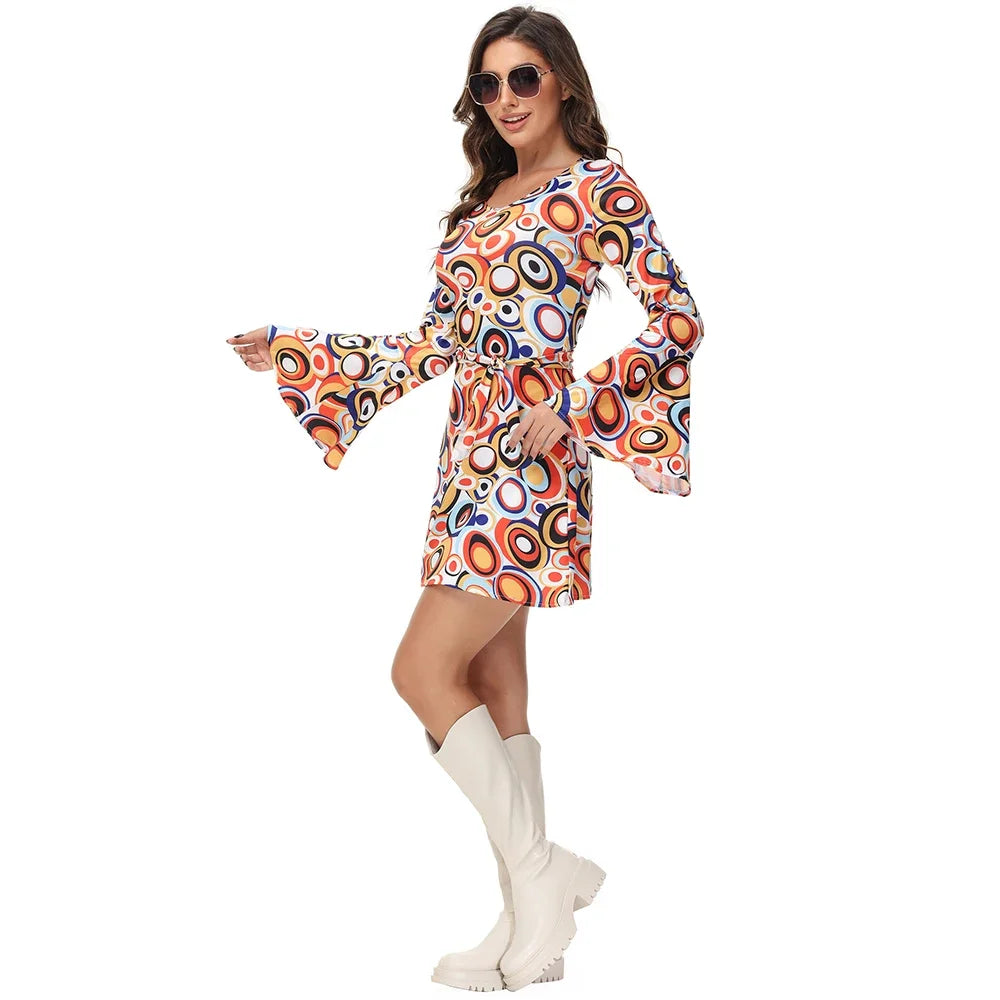 Halloween Party Disco Adult Couples Hippie Costumes Women Male 70s 80s Rock Disco Cosplay Outfits Dance Fantasia Costume