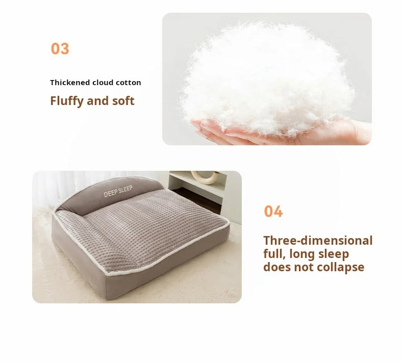 Winter Warm Pet Bed Velvet Handmade Plush Dog Sofa Orthopedic Non-slip Bottom Washable Memory Foam Dog Bed for Large Dogs