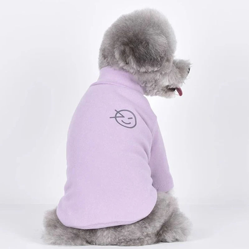 Solid Pet Fleece Dog Hoodies High Collar Dog Clothes Autumn Winter Puppy Warm Clothes Plush Dog Undershirt Chihuahua Cat Shirts