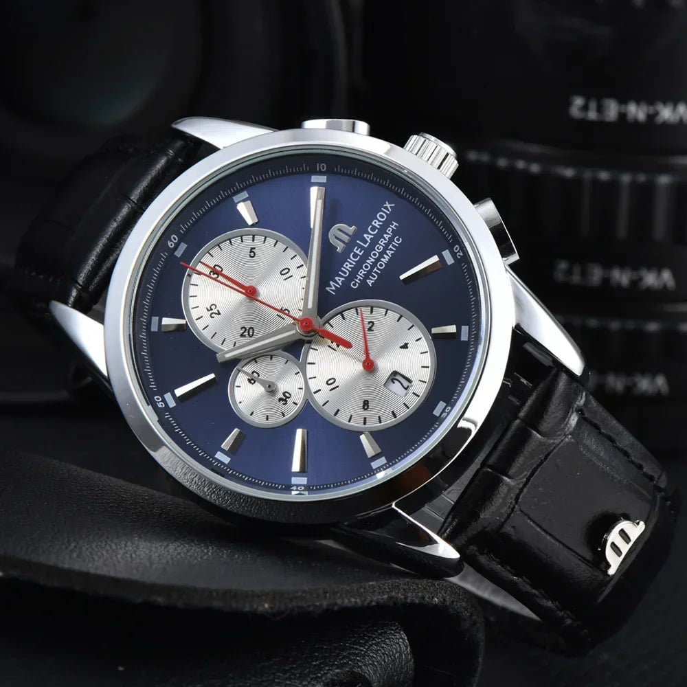 High Quality Maurice Lacroix Brand Watches For Mens Multifunction Chronograph WristWatch Business Precious Quartz AAA Male Clock