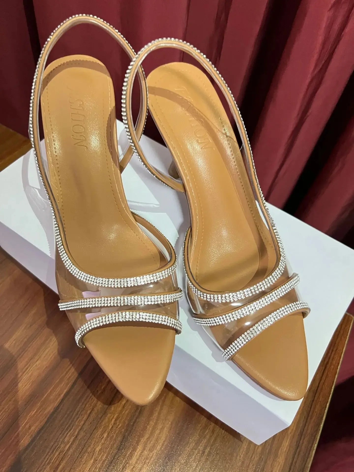 Transparent Water Diamond Women's Sandals Summer 2025 New Style Versatile Fish Mouth Pointed Toe Elegantly Exposed Toe Stiletto