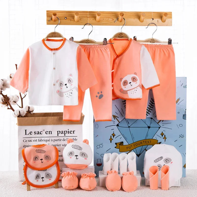 18piece/lot Newborn Baby Clothes For Girls Boys Sets New born Hat Bib 100% Cotton Infant Spring Autumn Soft Boy Clothing