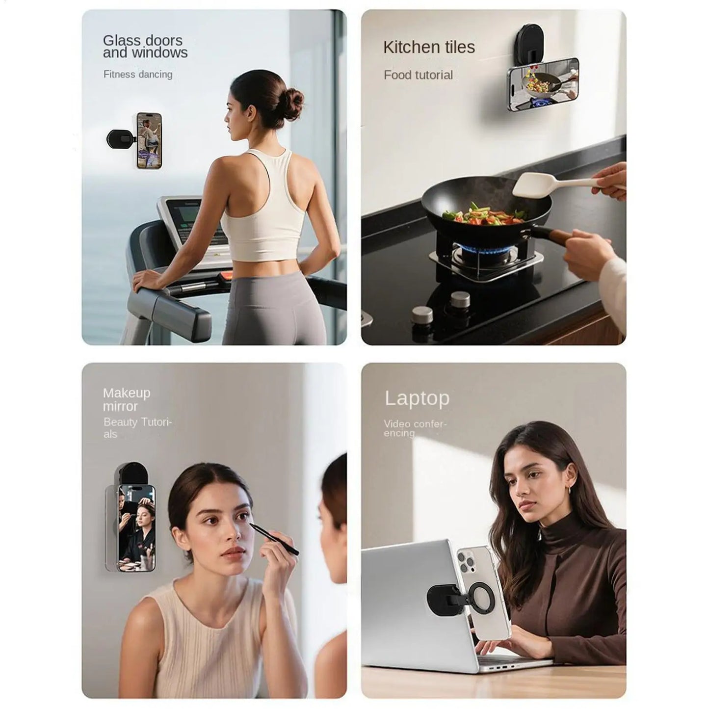 Magnetic Smartphone Desktop Stand With Suction Cup for iPhone Mini Pocket Stand for Glass Windows Laptop 360 Degree Adjustable