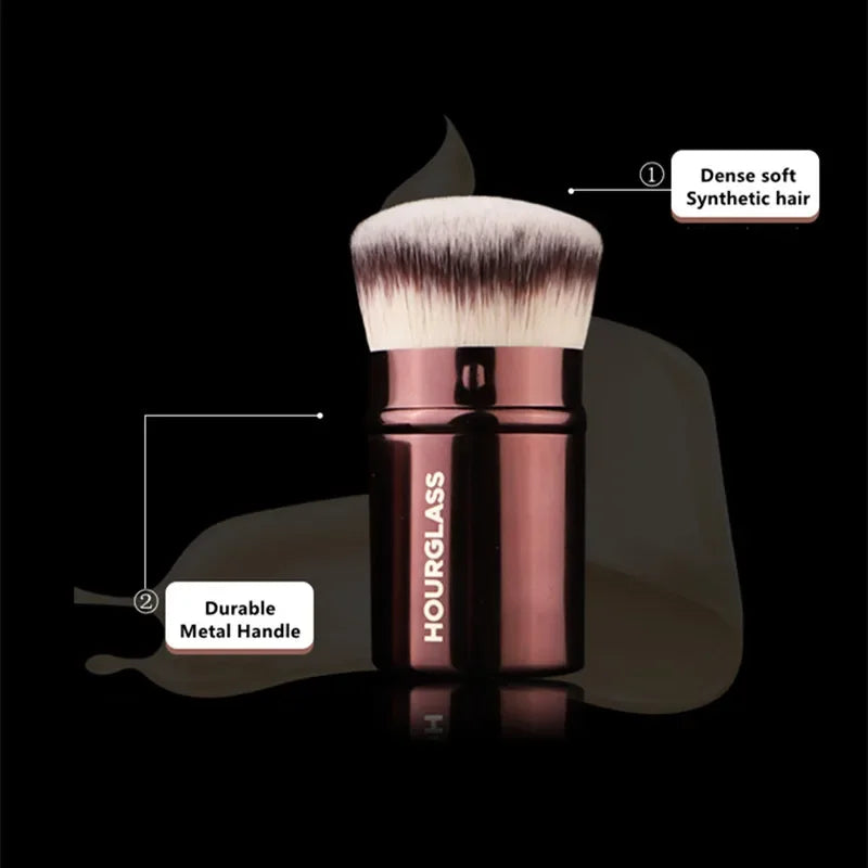 Retractable Kabuki Brush Dense Synthetic Hair Short Travel-Sized Foundation Powder Contour Makeup Brush Cosmetic Tools