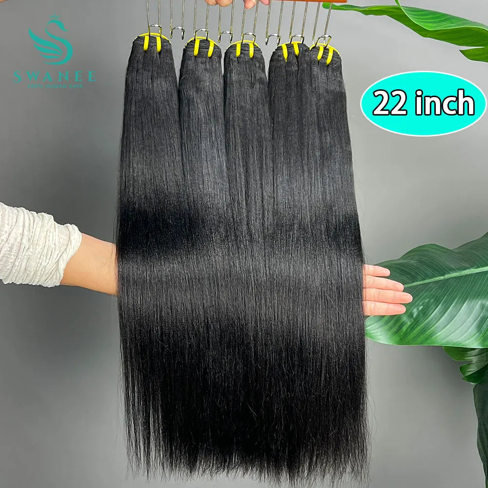 15A Light Yaki Straight Human Hair Bundles #1B Natural Color Sew In Weaves Kinky Straight Bundles Vietnamesen Hair Extension