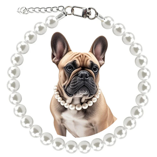 Pearl Dog Collar, Stainless Steel Wire Rope,Pearl Necklace Jewellery Accessories for Medium Large Dogs Occasions and Gatherings