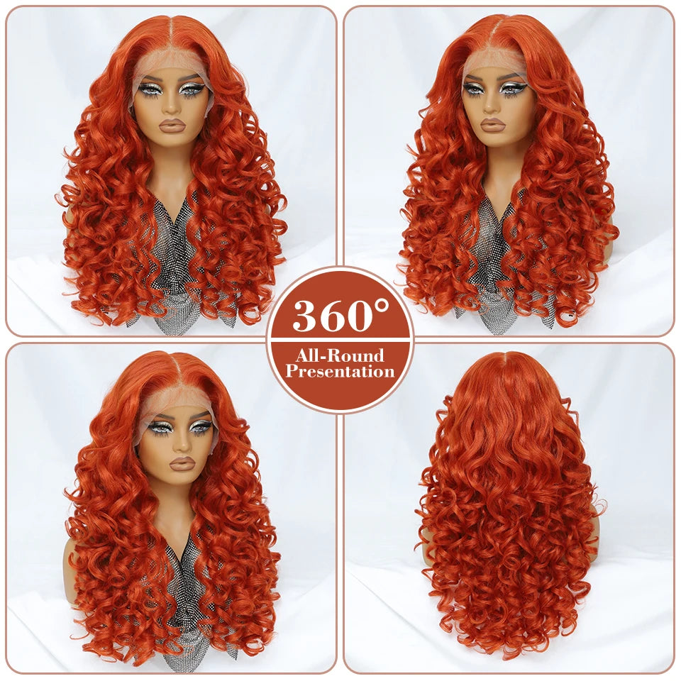 Lace Frontal Wigs 13X6 Synthetic Curly Lace Frontal Wigs With Bangs For Afro Women Pink Blonde Women Wigs With Baby Hair Latisha