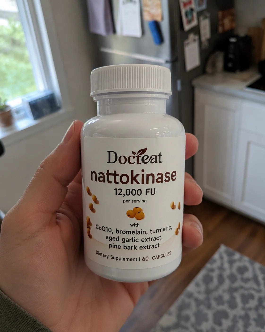 Docteat Nattokinase 12000 FU with CoQ10 Bromelain Turmeric Supports Healthy Blood Flow and Antioxidant Defense 60 Capsules
