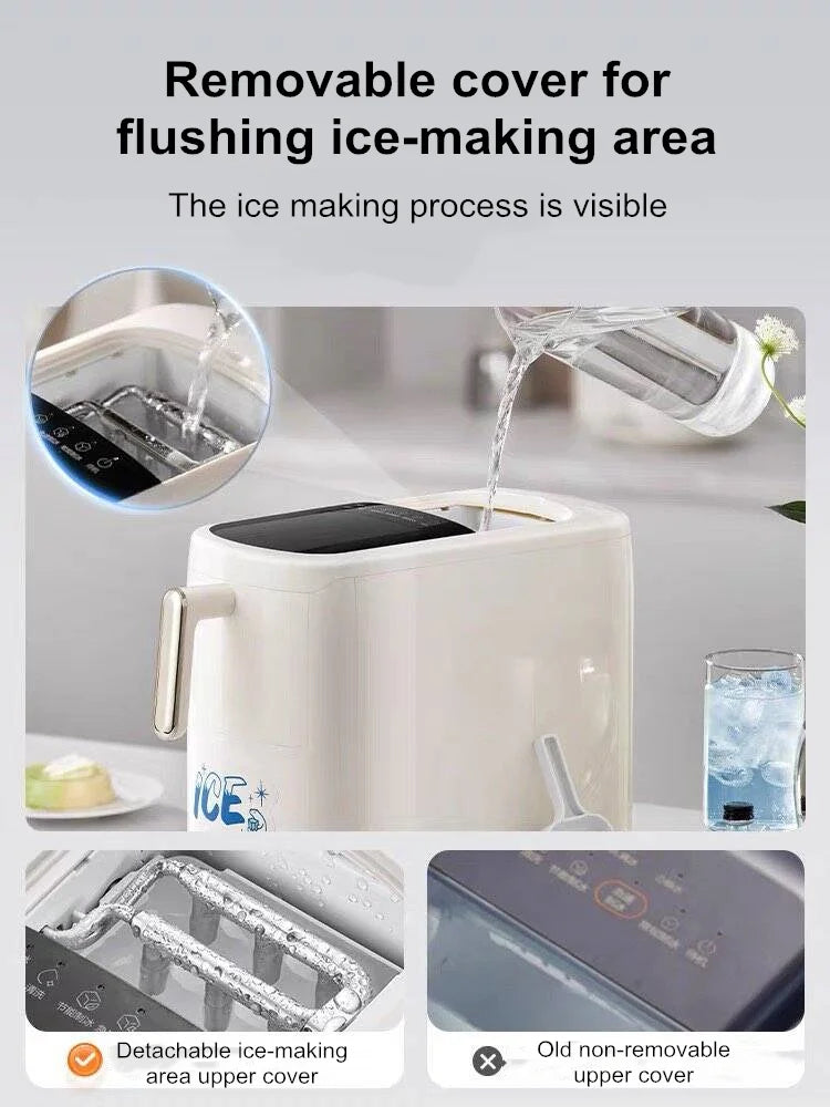 Mini Ice Maker Machine for Home Dorm Student, Portable Automatic Ice Maker with Small Power, Compact Countertop Ice Cube Maker,