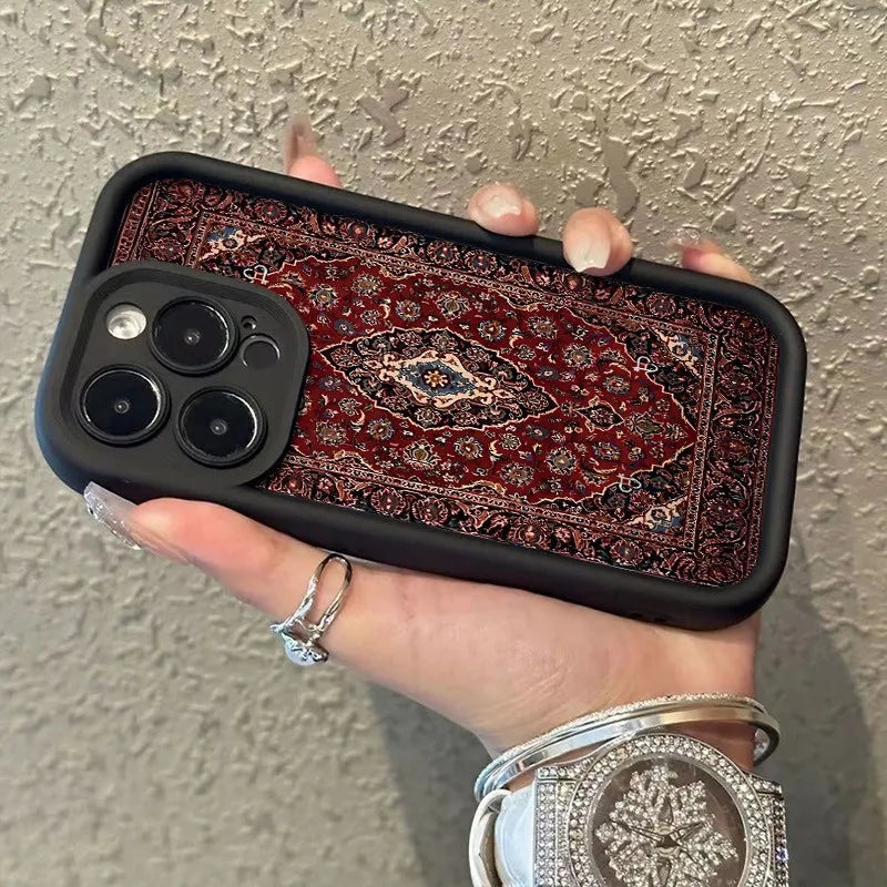 Vintage Pattern Bumper Phone Case For iPhone 17 16 15 14 13 12 11 Pro Max XS XR X 7 8 Plus 16E 17 Air 13 Mini Silicone TPU Cover