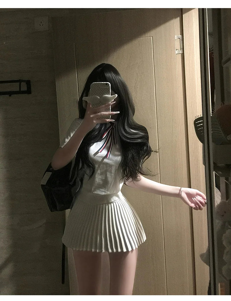 BIVIGAOS Summer Fashion High Waist Sport Short Skirt Women Youthful Cute Mini Skirt Safety Shorts Accordion Pleated Tennis Skirt