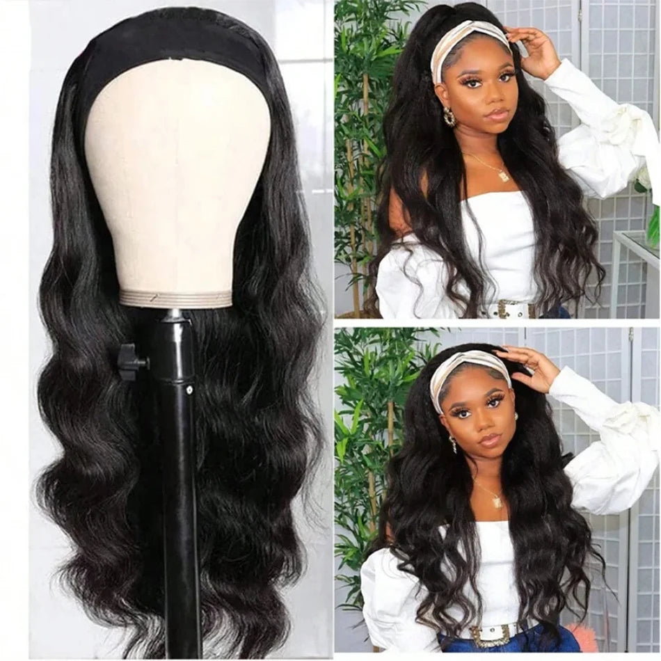 Headband Wig Human Hair Body Wave Glueless Wigs Full Machine Made Wig Peruvian Human Hair Wigs For Black Women Easy to Go 250%