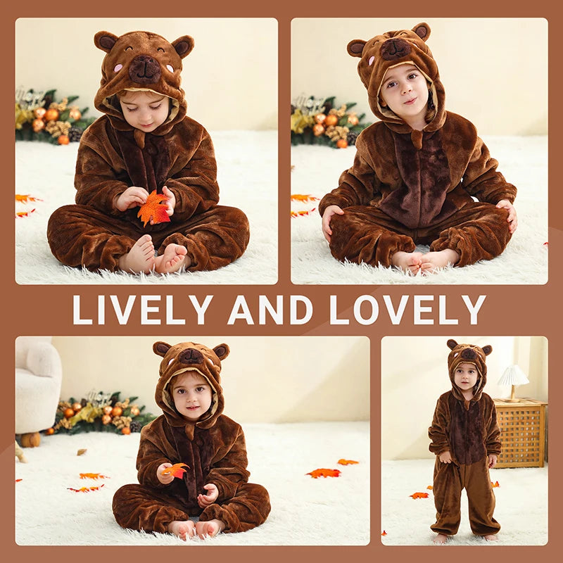MICHLEY Halloween Lion Baby Rompers Clothes Hooded Flannel Cosplay Toddler Infant Pajamas Bodysuit Jumpsuit Costume For Kids Boy