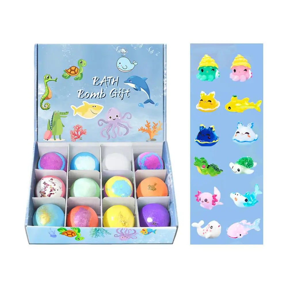 Bubble Bath Bombs For Kids 12 Pack Ocean Themed With Hidden Floating Toys Safe Essential Oil Moisturizing Bath Fizzies
