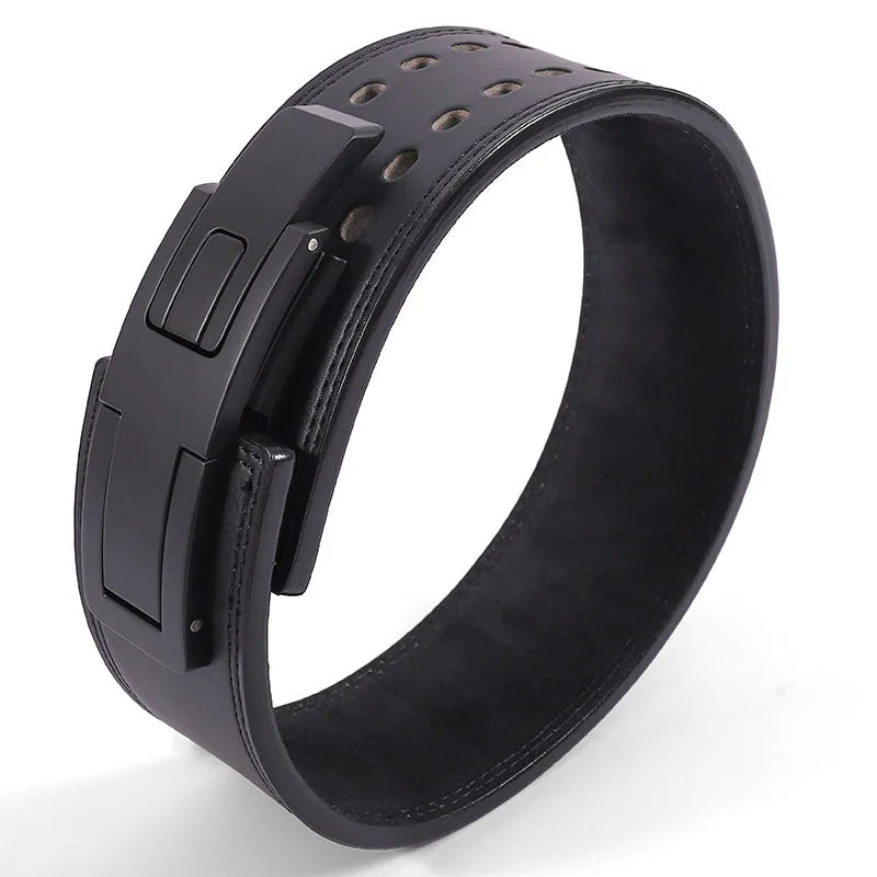 Weightlifting Belt Cowhide Leather Lever Buckle Waist Support Powerlifting Strong Pull Squat Deadlift Gym Training Powerlifters