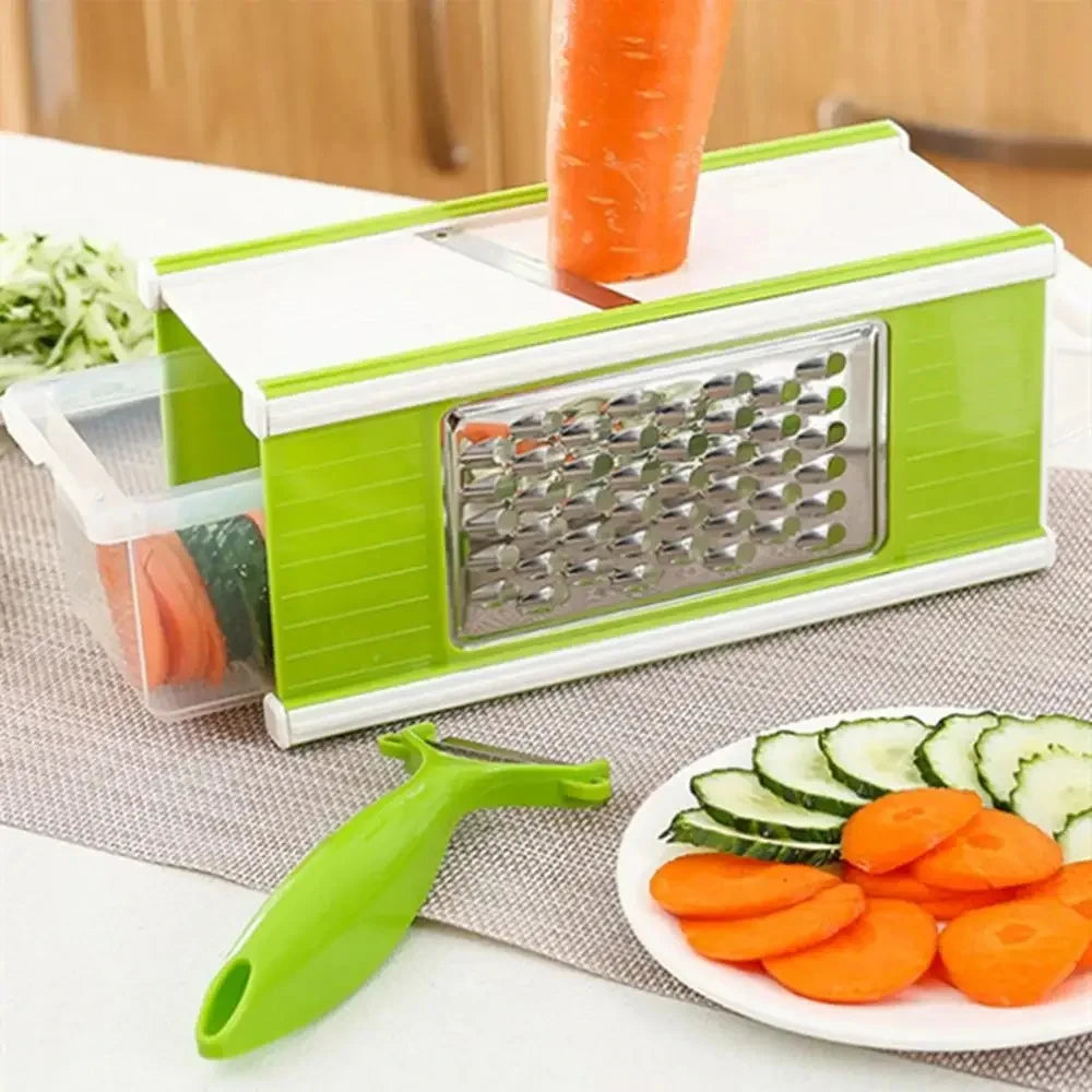 5in1 Vegetable Grater & Square Cutter Manual Shredding Dicing Grating Compact Design Multifunctional Slicer Chopper Kitchen Tool
