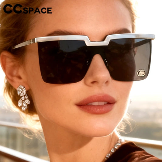 Rimless Sunglasses Rectangle Fashion Popular Women Shades Large Square Sun Glasses For Female Male Summer Traveling Oculos