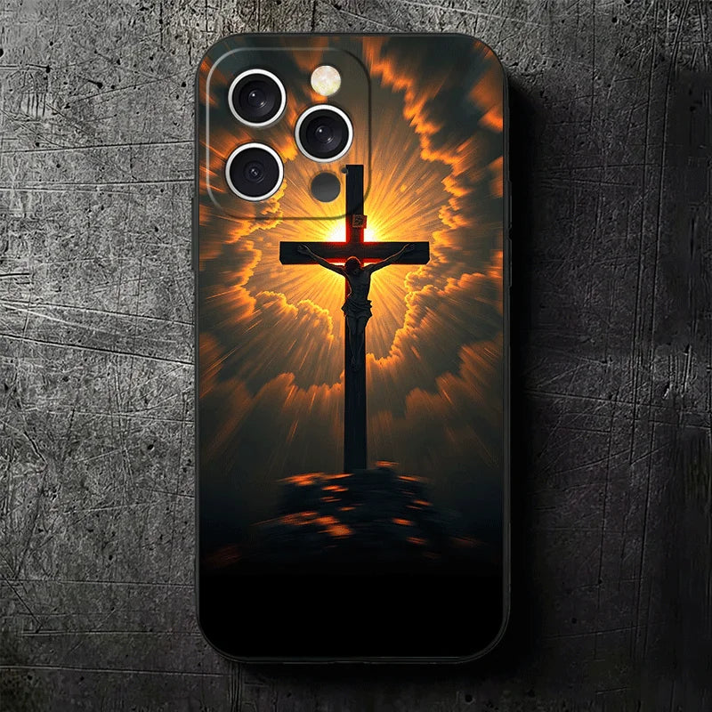God Jesus Pray Cross Bible Soft Phone Case for iPhone 16 16E 17 Air 15 Pro Max 14 Plus 13 Mini 11 12 7 Black Cover Back Shell