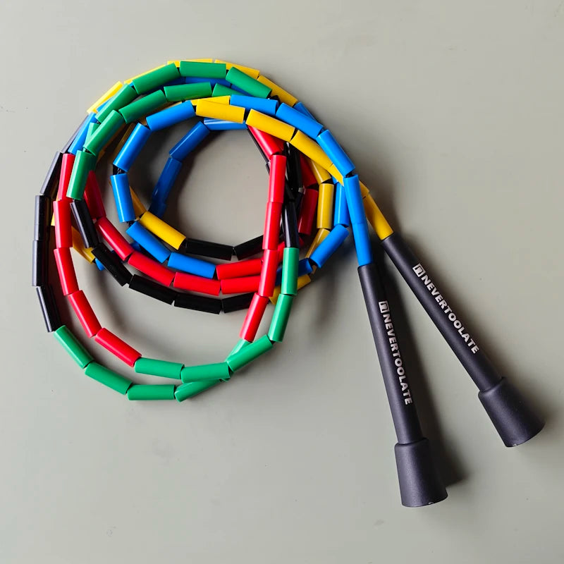 NEVERTOOLATE 4.5MM core 150 gram heavy beaded coach chris  2.9m hard bead beaded rope fitness freestyle skipping jump rope