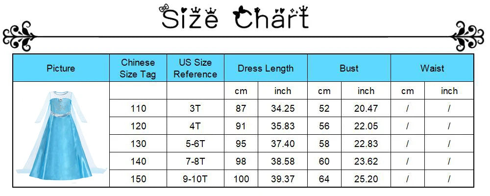 Halloween Birthday Carnival Princess Costume Dress Elsa Anna Snow White Aurora Moana Rapunzel Mermaid Belle for Girls 2-8Y