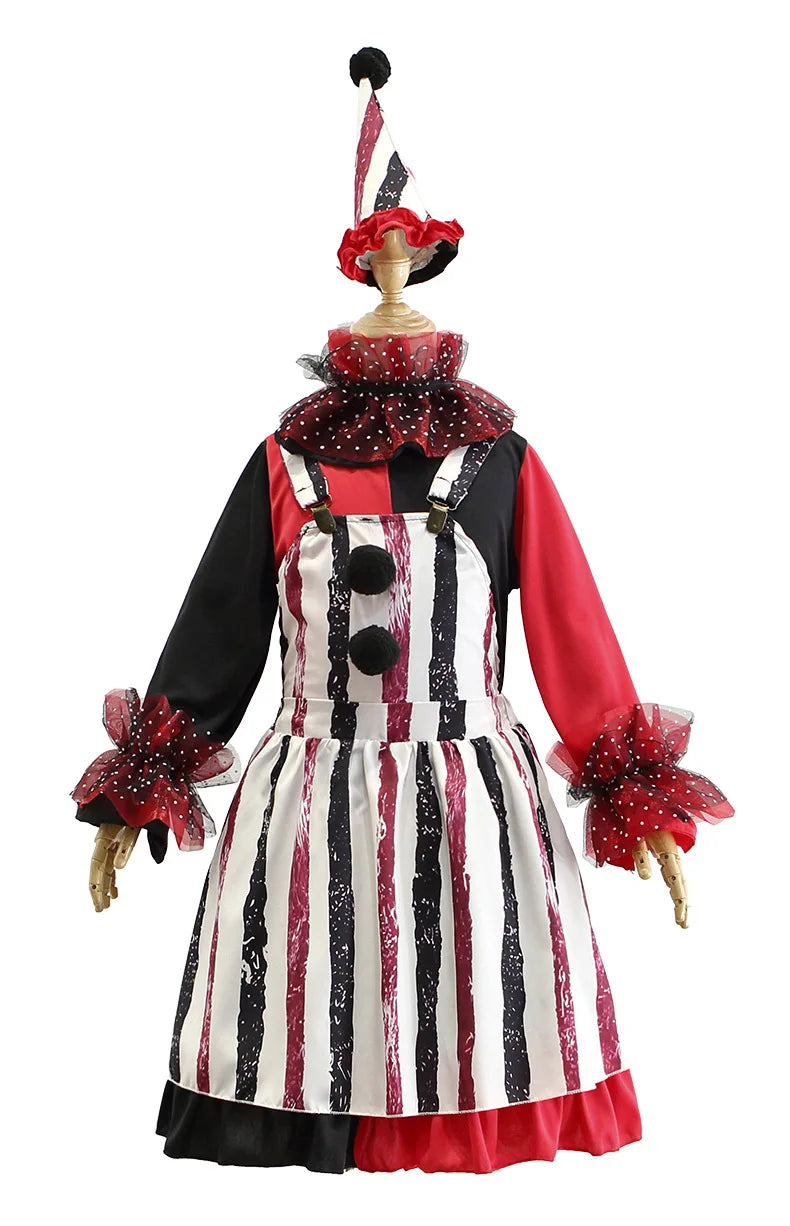 Halloween Cosplay Costumes Horror Clown Dresses Pants Headwear Clothes Sets Carnival Theme Party Role Playing Outfits for Girls