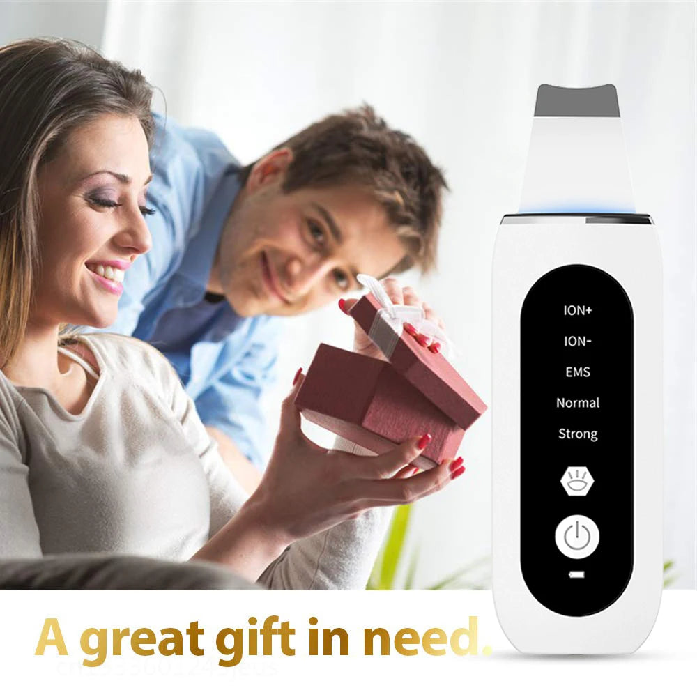 Ultrasonic Skin Scrubber Facial Peeling Machine Face Scrubber Acne Pore Deep Cleaning Facial Cleaning Spatula Blackhead Remover
