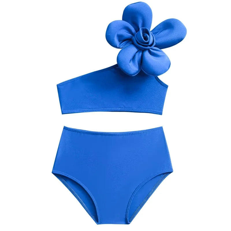 Baby Bikini Girls Sleeveless Swimsuit Set Cute Flowers Fashion Swimwear Summer New Children Beach Sunny Beachwear Suit 3-12 Year